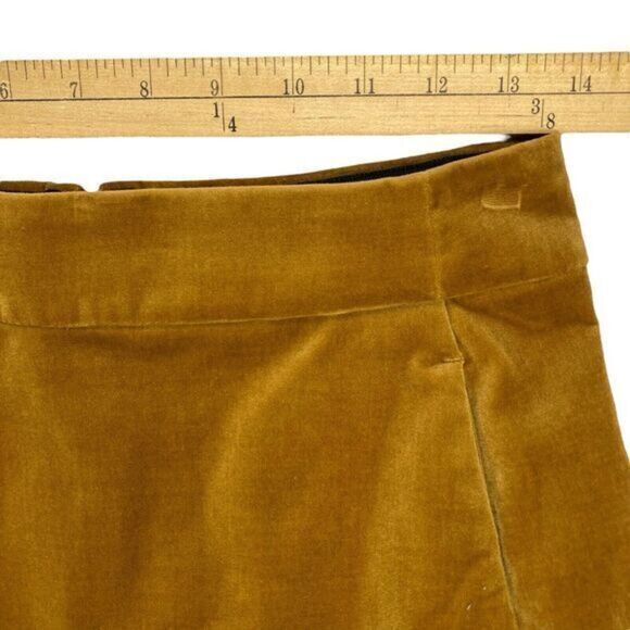 J. Crew Velvet Skirt Womens Size 2 Golden Brandy Pockets Stretch Velvet Zip Mini - Picture 7 of 11